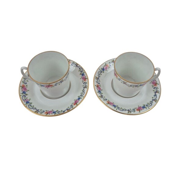 Vintage Limoges France Porcelain Goumot Labesse Floral Demitasse Cup Saucer Set - Picture 2 of 10